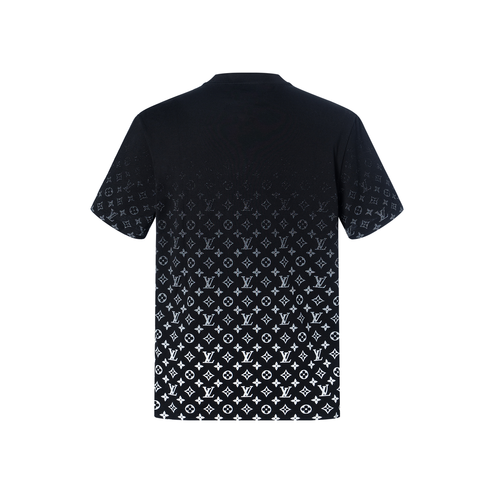 Lookbook ルイ・ヴィトン ロゴ グラデーション クルーネック Tシャツ ブラック 1A89Z0
