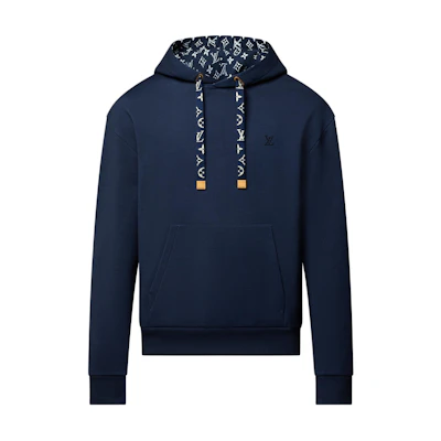 Louis Vuitton Logo Kangaroo Pocket Long Sleeve Sweatshirt Blue Men 1AHUJQ