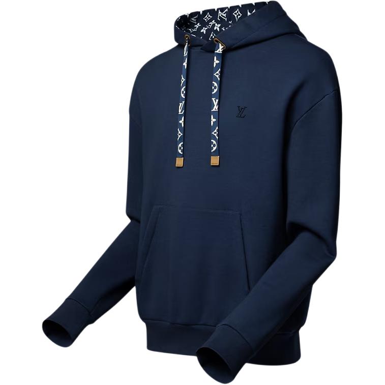 Shop 路易威登標誌袋袋袋袋連帽長袖上衣 藍色 男款 1AHUJQ