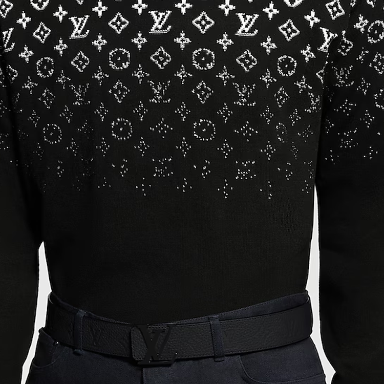 Shop 路易威登男士黑色皮带4CM宽LOGO腰带 M4487U