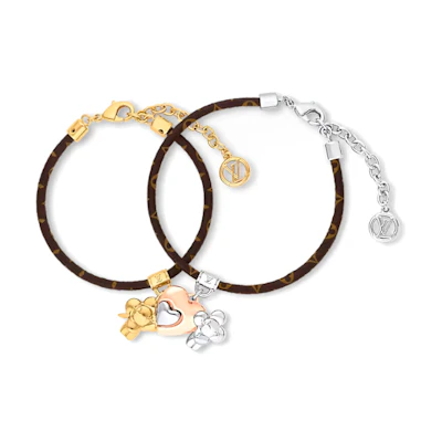 LOUIS VUITTON Logo Metal Coated Canvas Bracelet Unisex Couples Multi-Color M8424Z