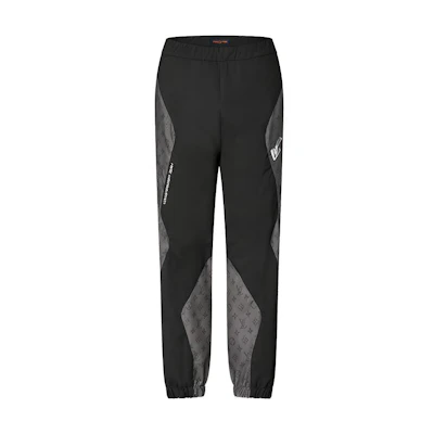 Louis Vuitton Logo Paneled Knit Joggers Black Elastic Waist Pants 1A9GXM