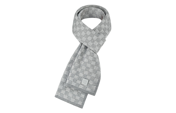 Louis Vuitton Logo Patch Wool Scarf for Men - Gray M77989 圖 3