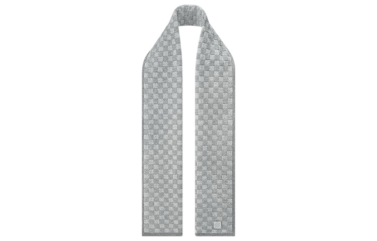 Louis Vuitton Logo Patch Wool Scarf for Men - Gray M77989 圖 4