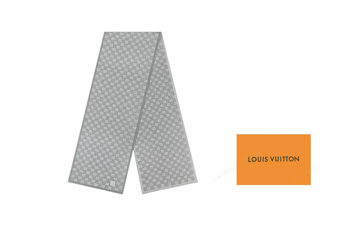 Louis Vuitton Logo Patch Wool Scarf for Men - Gray M77989 圖 5