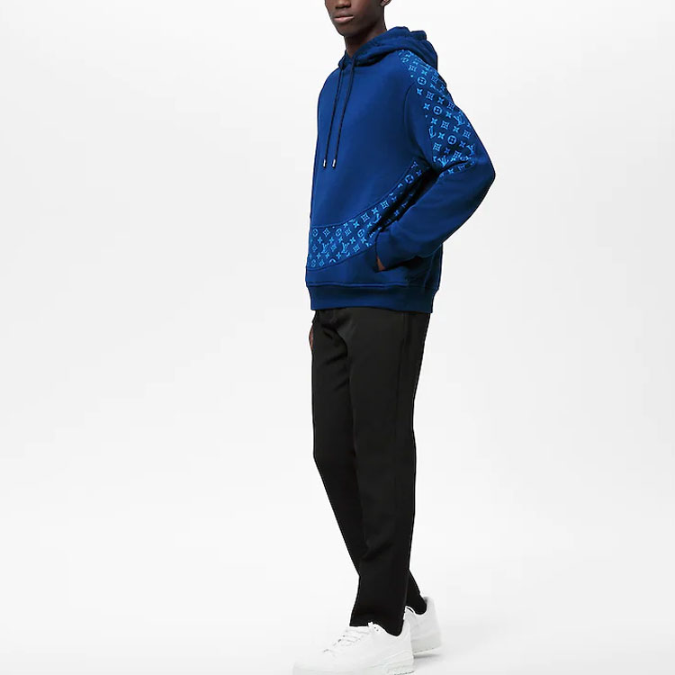 Purchase 루이비통 로고 프린트 블루 후디 남성 캐주얼 편안한 따뜻한 스웨터 1AA4I9