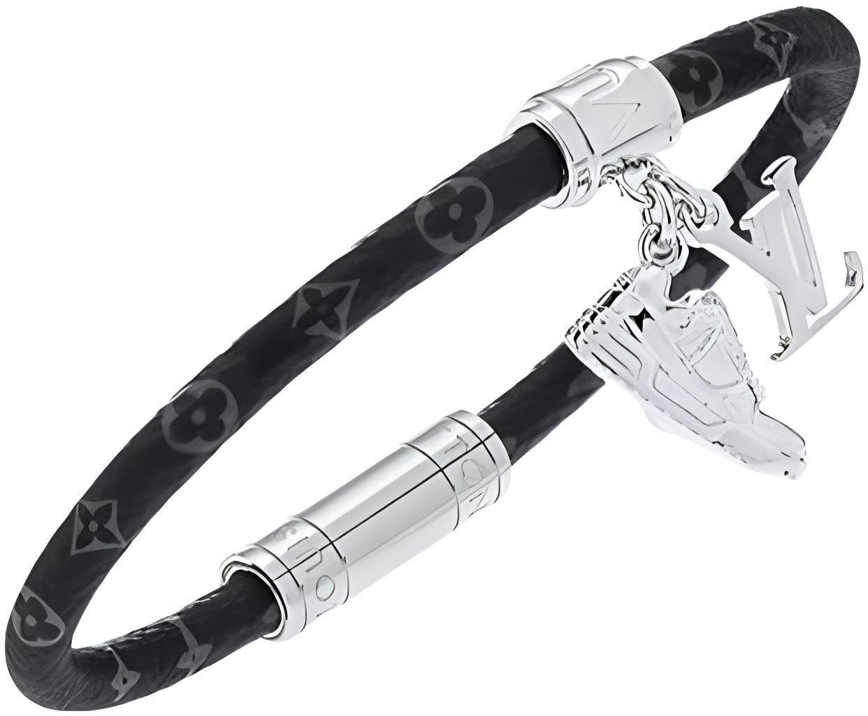 louis-vuitton-logo-print-bracelet-unisex-couples-style-black-m8343-e