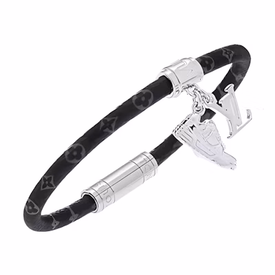 Louis Vuitton Logo Print Bracelet Unisex Couples Style - Black M8343E