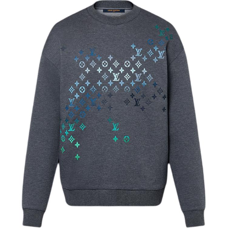 Louis Vuitton Logo Print Crewneck Long Sleeve Sweatshirt Grey Men 1AFVIQ