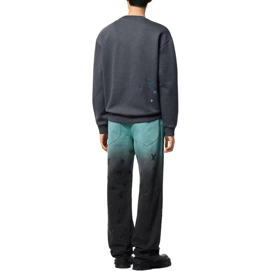 Shop 路易威登標誌印花長袖圓領灰色男士運動衫 1AFVIQ