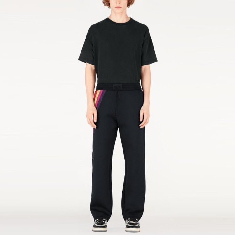 Lookbook 루이비통 로고 프린트 드로스트링 니트 트랙팬츠 블랙 1A53OJ