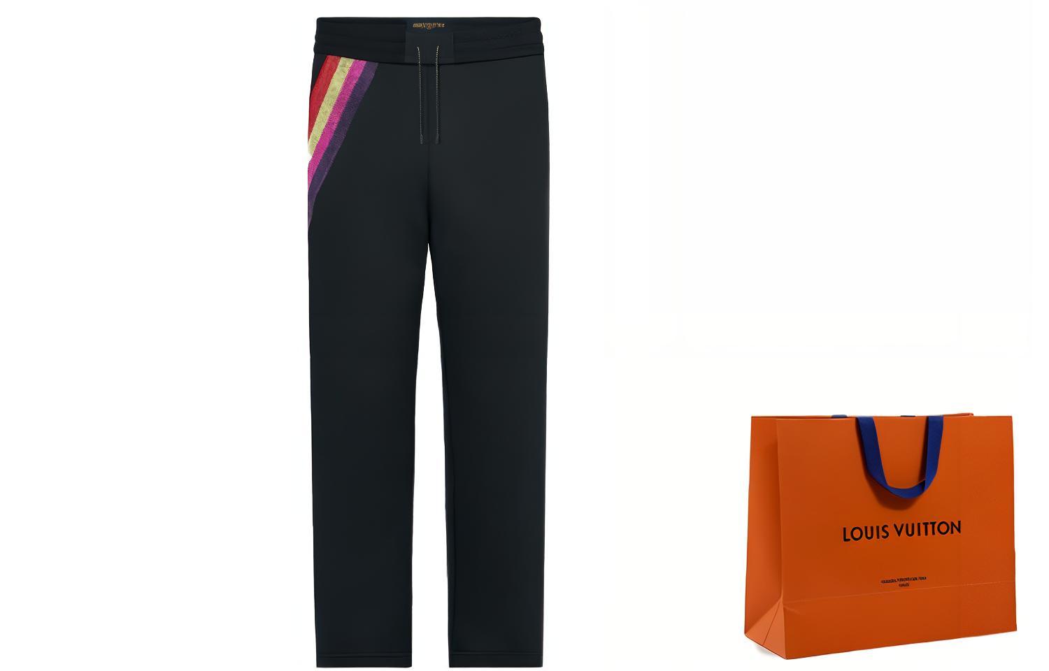 Cheap 루이비통 로고 프린트 드로스트링 니트 트랙팬츠 블랙 1A53OJ