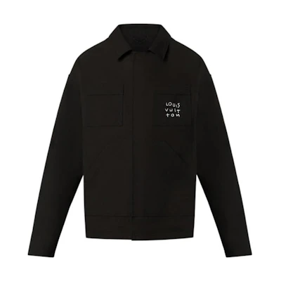 LOUIS VUITTON Logo Print Long Sleeve Overshirt Jacket Black for Men. 1AA5CR
