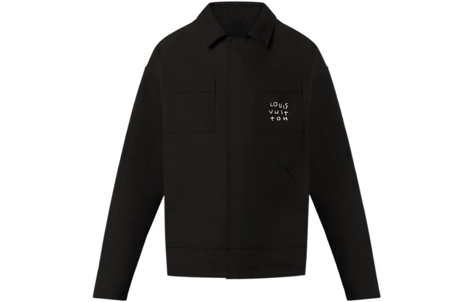 LOUIS VUITTON Logo Print Long Sleeve Overshirt Jacket Black for Men. 1AA5CR 圖 2