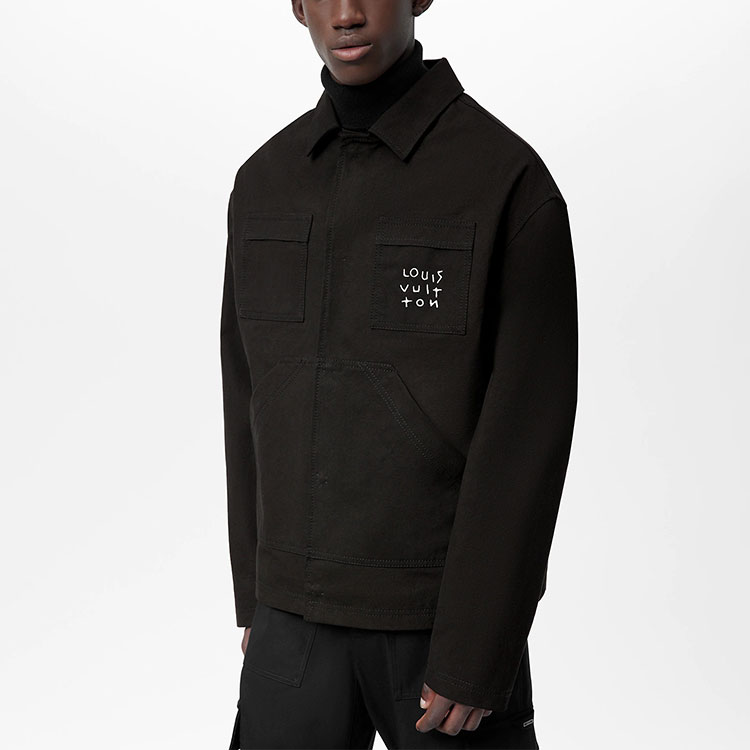 LOUIS VUITTON Logo Print Long Sleeve Overshirt Jacket Black for Men. 1AA5CR 圖 5