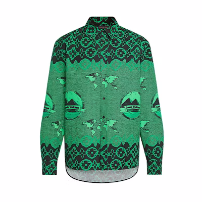 LOUIS VUITTON Logo Print Loose Fit Long Sleeve Shirt Green () 1A97EI