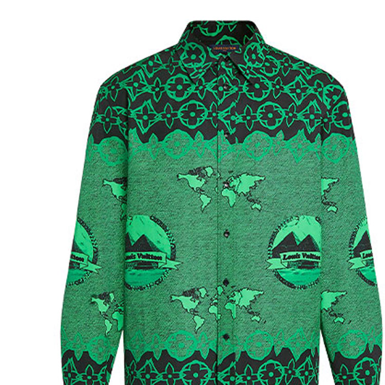 Details for 루이 비통 로고 프린트 루즈핏 긴팔 셔츠 그린 1A97EI
