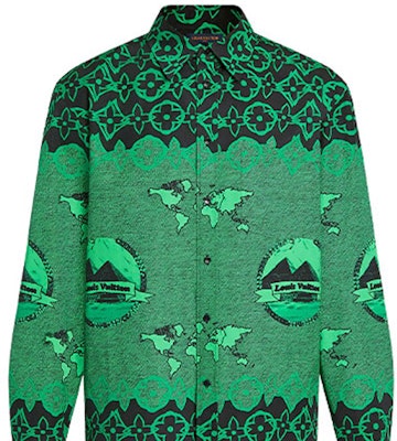 루이 비통 로고 프린트 루즈핏 긴팔 셔츠 그린 1A97EI Details for 루이 비통 로고 프린트 루즈핏 긴팔 셔츠 그린 1A97EI