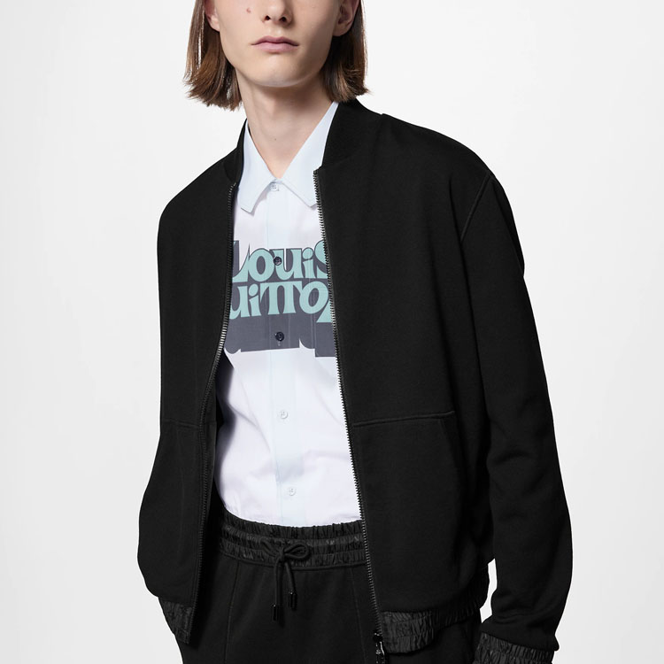 Purchase 路易威登Logo印花可翻轉拉鍊外套黑色外套 1AAT6Q