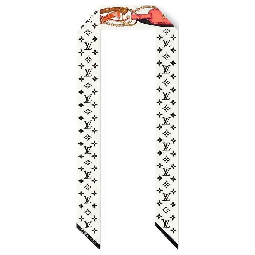 LOUIS VUITTON Logo Print Silk Headband Unisex Couple Style White M90658 圖 2