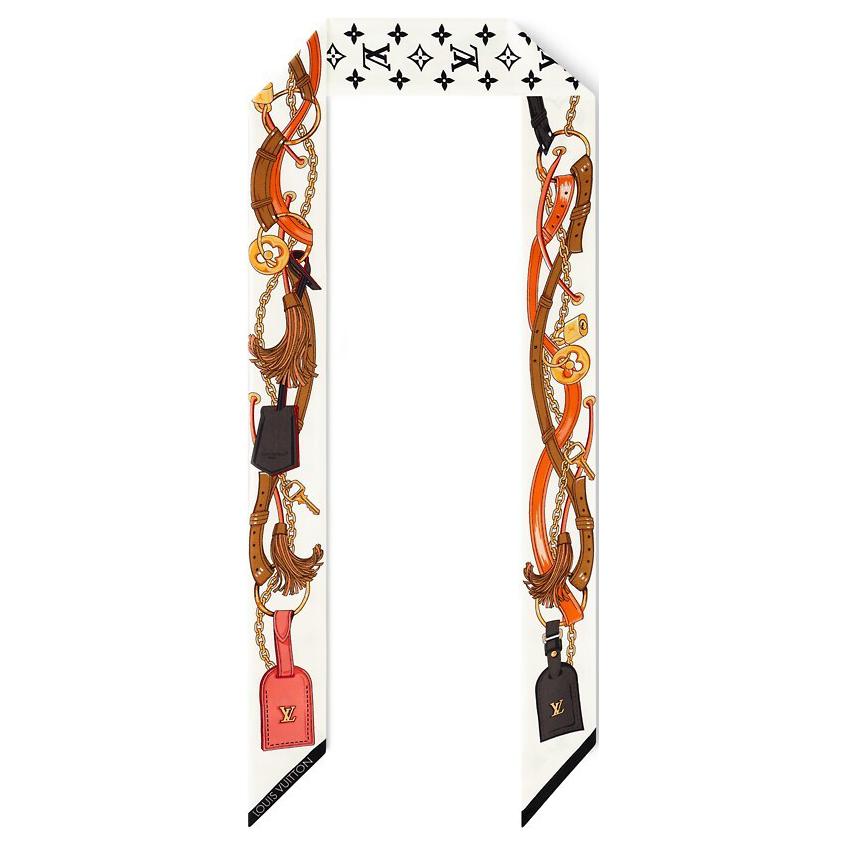 LOUIS VUITTON Logo Print Silk Headband Unisex Couple Style White M90658 圖 3