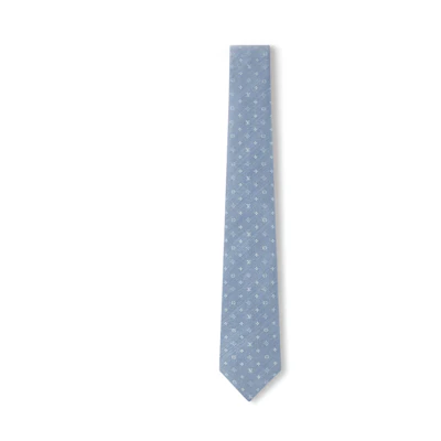 LOUIS VUITTON Logo Print Silk Tie Light Blue for Men M79908
