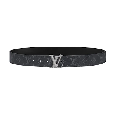 LOUIS VUITTON Logo Print Smooth Leather Belt Black 4cm Fashion Accessory M0607