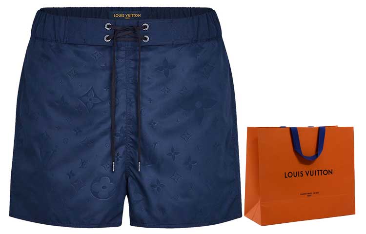 Purchase LOUIS VUITTON Celana Pendek Kasual Saku Logo Biru Unisex 1A5D60