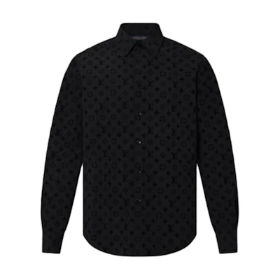 LOUIS VUITTON Logo Printed Long Sleeve Shirt Black 1A979D