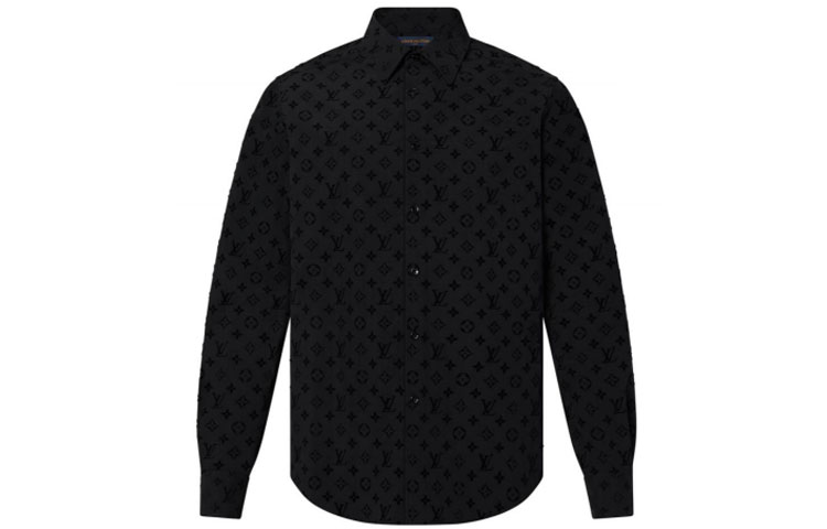 Order ルイヴィトン ロゴプリント 長袖シャツ ブラック 1A979D