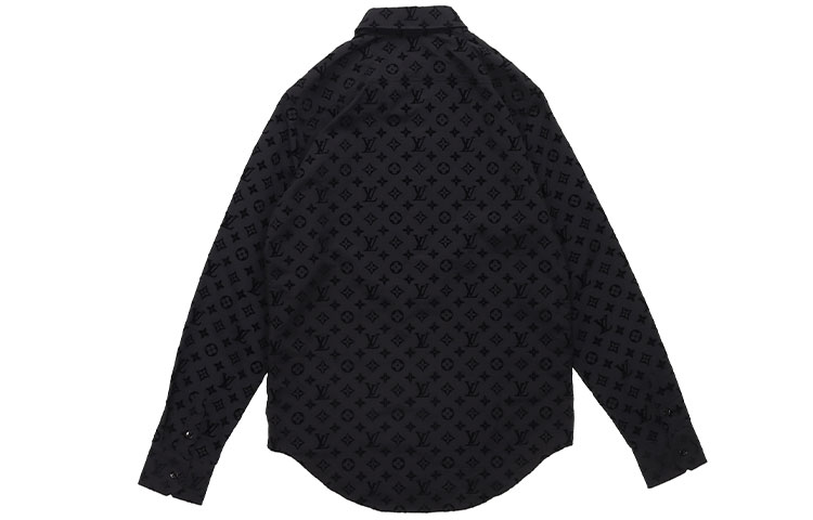 Lookbook ルイヴィトン ロゴプリント 長袖シャツ ブラック 1A979D