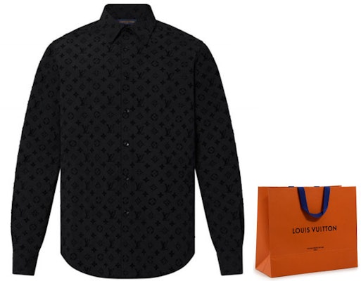 LOUIS VUITTON Logo Printed Long Sleeve Shirt Black 1A979D Cheap LOUIS VUITTON Logo Printed Long Sleeve Shirt Black 1A979D