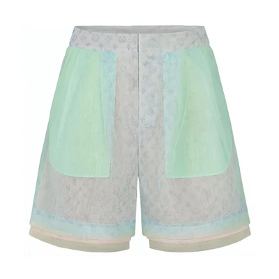 Louis Vuitton Logo Printed Silk Shorts Teal 1A7R8I