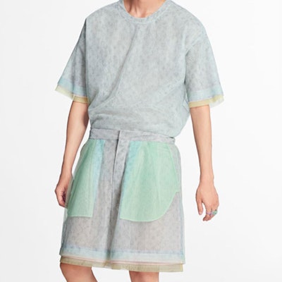 루이비통 로고 프린트 실크 쇼츠 틸 1A7R8I Lookbook 루이비통 로고 프린트 실크 쇼츠 틸 1A7R8I