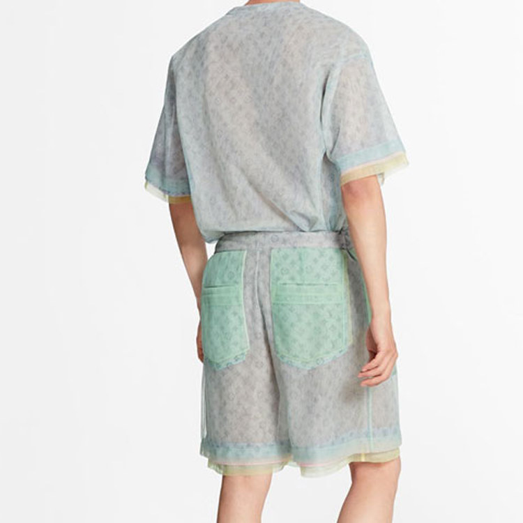 Shop 루이비통 로고 프린트 실크 쇼츠 틸 1A7R8I