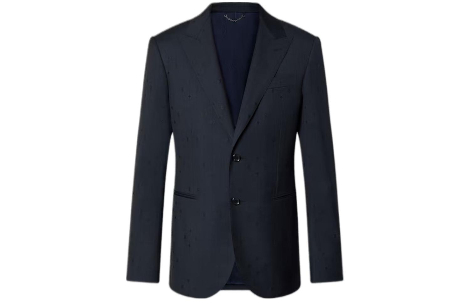 Louis Vuitton Logo Printed Single-Breasted Black Jacket for Men 1ABNPP