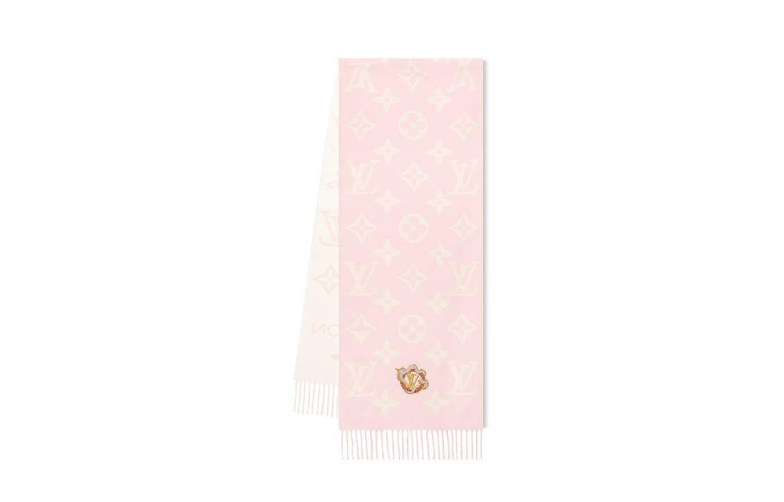 LOUIS VUITTON Logo Scarf Pink/White - Unisex Couple Design M79522 圖 2