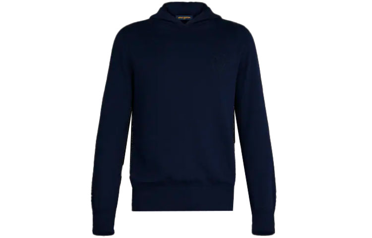 Louis Vuitton Logo Solid Color Hoodie Navy Blue 1A3LSD