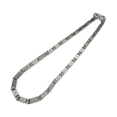 LOUIS VUITTON Logo Stainless Steel Necklace Silver for Men. AK0274