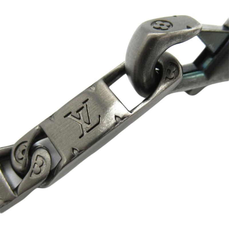 LOUIS VUITTON Logo Stainless Steel Necklace Silver for Men. AK0274 圖 3