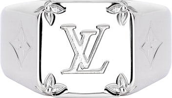 Louis Vuitton Logo Stamped Metal Ring for Men in Silver M62488 Louis Vuitton Logo Stamped Metal Ring for Men in Silver M62488