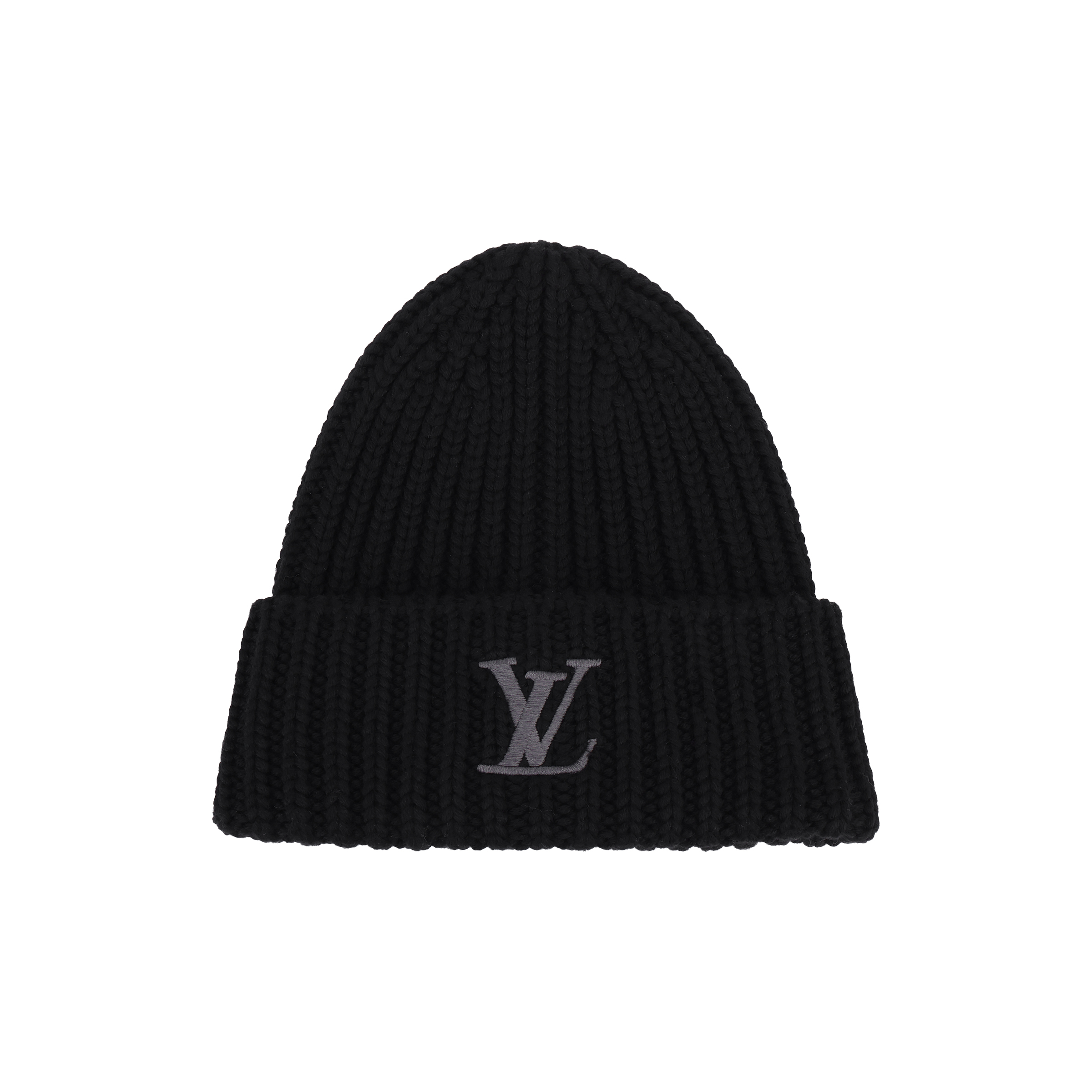 LOUIS VUITTON Logo Wool Knit Beanie Black Mens. M77277