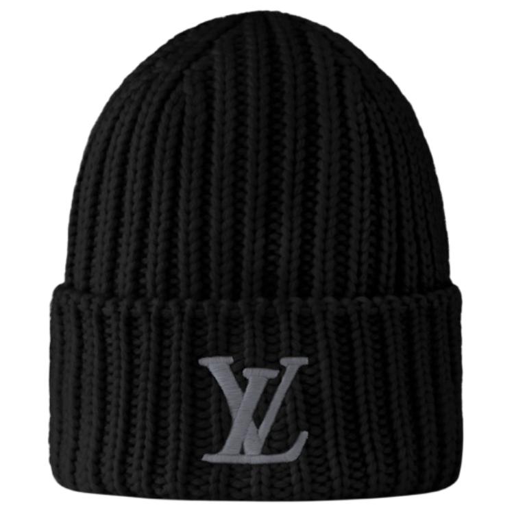 LOUIS VUITTON Logo Wool Knit Beanie White/Black  Hat 110532792