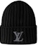 Shop LOUIS VUITTON Logo Wool Knit Beanie Putih/Hitam Topi 110532792