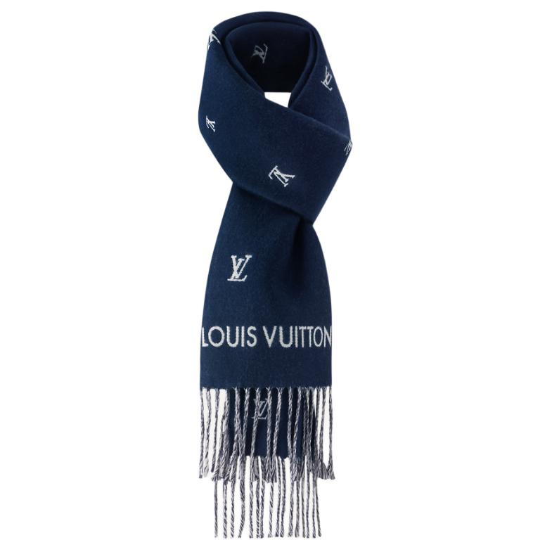 LOUIS VUITTON Logo Wool Scarf  Blue M77274 圖 2
