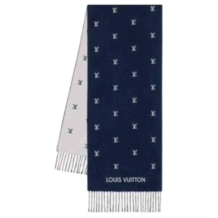 LOUIS VUITTON Logo Wool Scarf  Blue M77274 圖 4