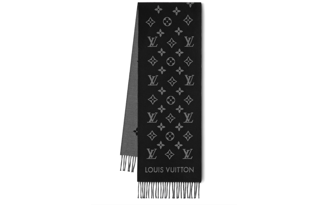 Louis Vuitton Logo Wool Scarf Unisex Couple Style Black/Grey. M79225 圖 2