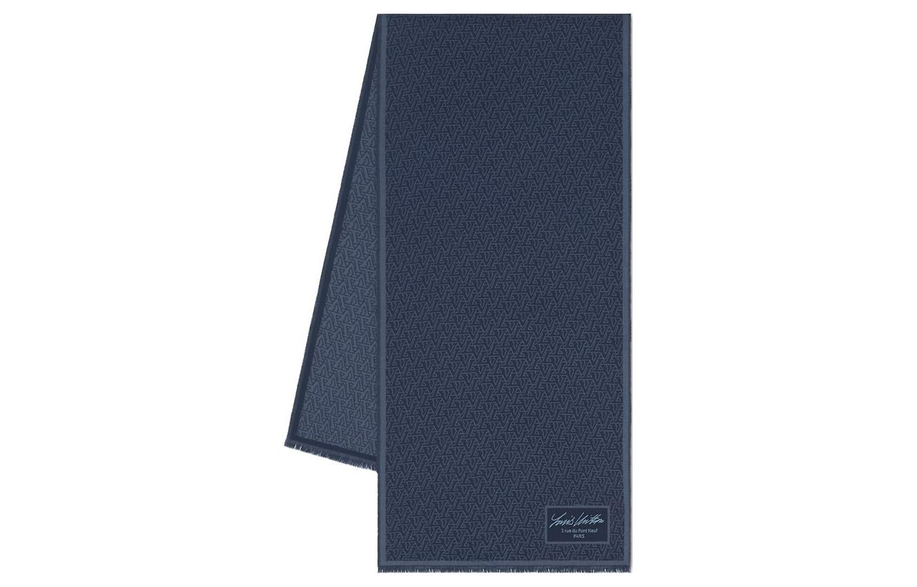 LOUIS VUITTON Logo Wool Scarf Unisex Couple Style - Blue M79639 圖 3