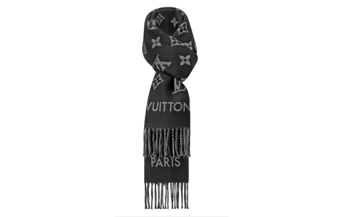 Louis Vuitton Logo Wool Scarf Unisex Couple Style Black/Grey. M79225 圖 3