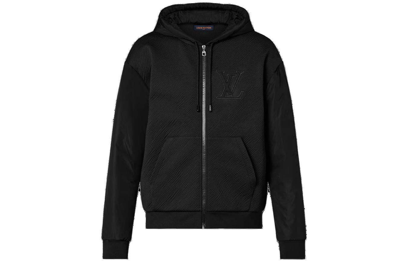 Louis Vuitton Logo Zip-Up Hoodie Black 1AFAYL